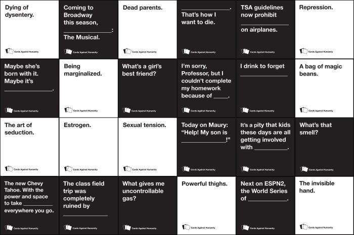 Cards against humanity question generator